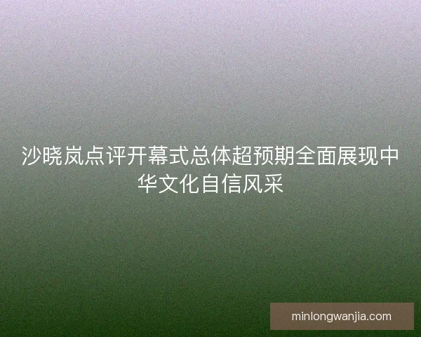 沙晓岚点评开幕式总体超预期全面展现中华文化自信风采