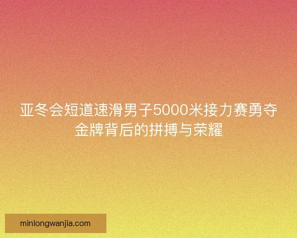 亚冬会短道速滑男子5000米接力赛勇夺金牌背后的拼搏与荣耀